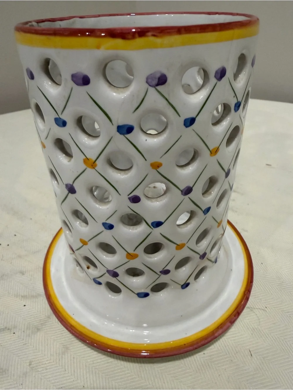 Vintage R.C. & Cal da Juncal hand-painted candle holder from Portugal.
